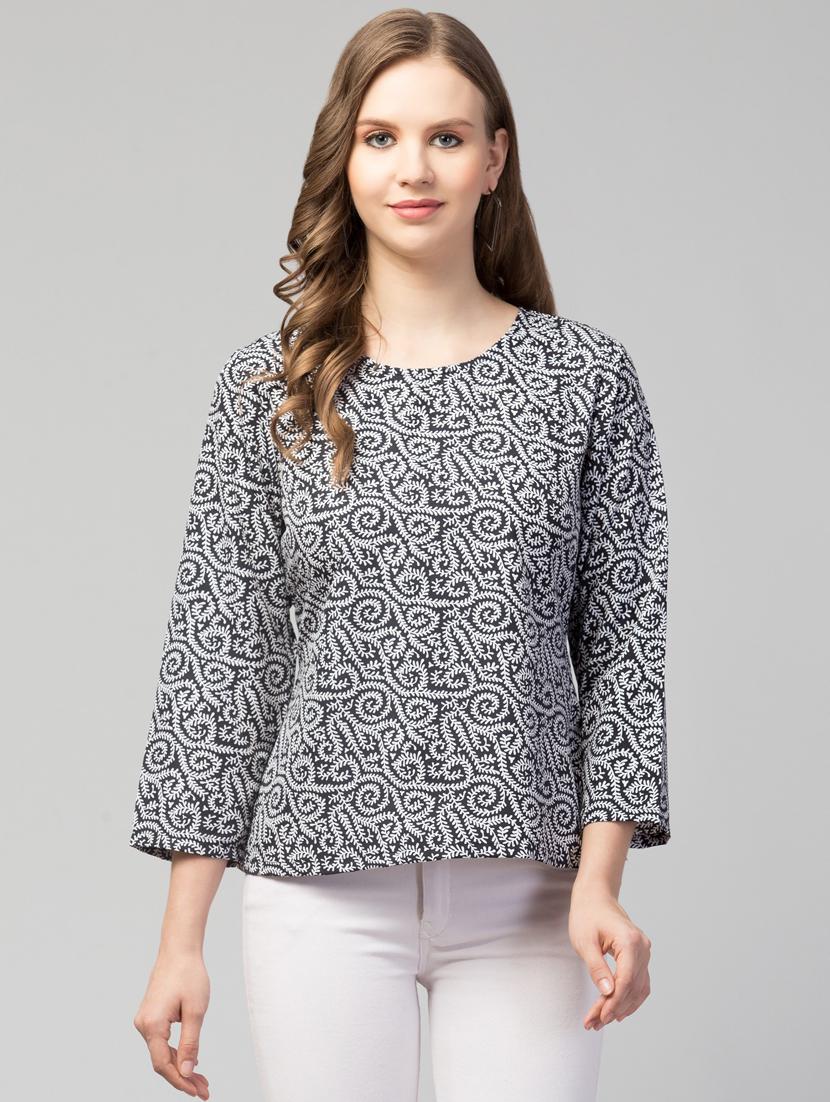 women black printed regular top - 21074461 -  Zoom Image - 0