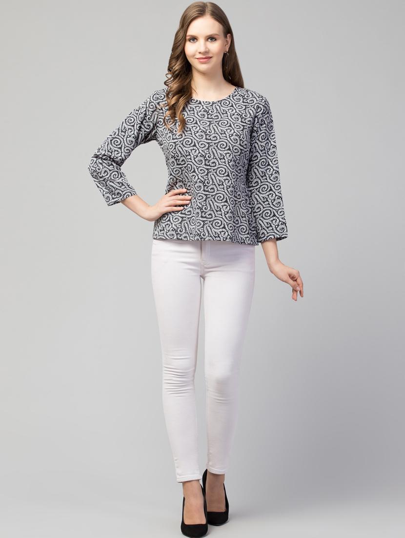 women black printed regular top - 21074461 - Standard Image - 3