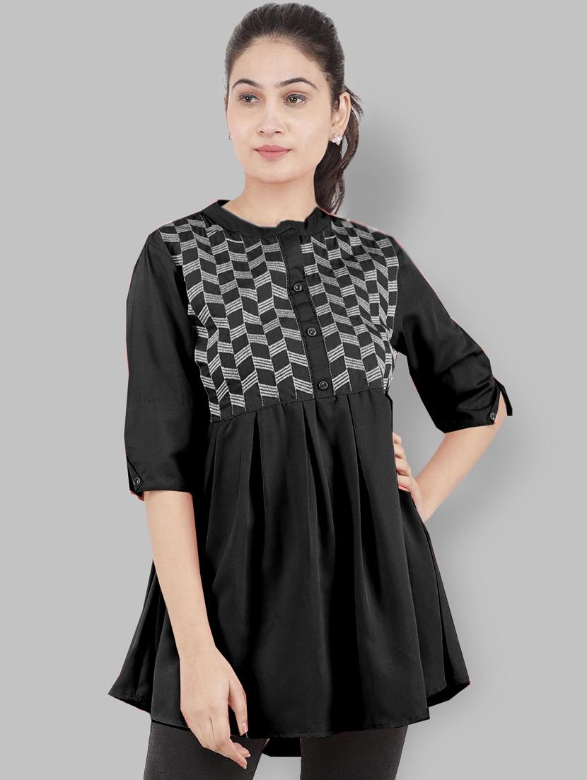 women black embroidered detailed kurti - 21074473 -  Zoom Image - 0