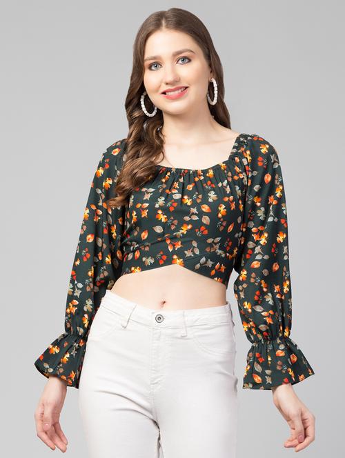women green floral printed crop top - 21074475 -  Standard Image - 0