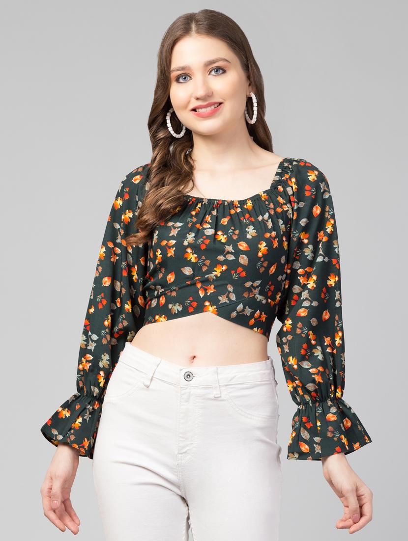 women green floral printed crop top - 21074475 -  Zoom Image - 0