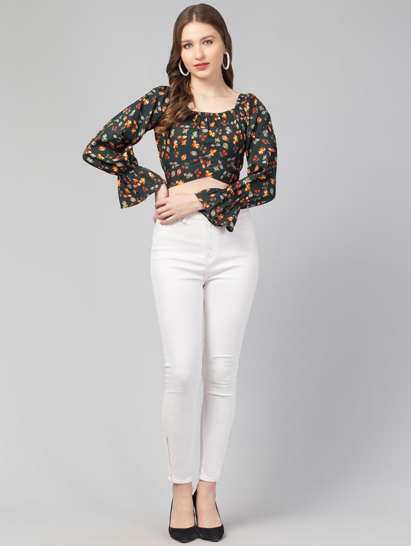 women green floral printed crop top - 21074475 -  Standard Image - 3
