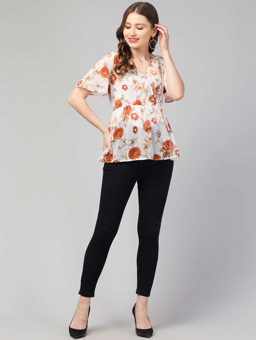 women white floral printed peplum top - 21074488 -  Standard Image - 3