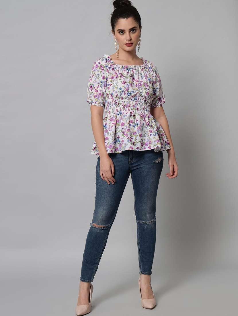 women white floral printed peplum top - 21074498 - Standard Image - 3