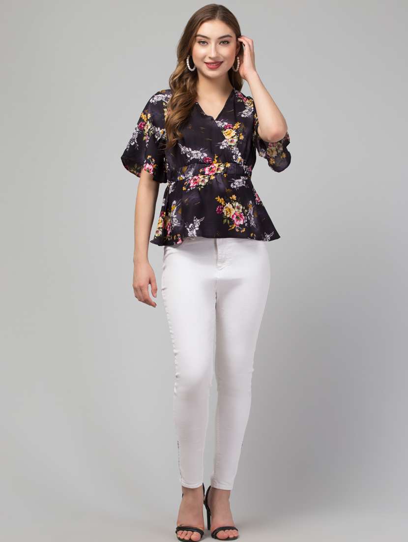 women black floral printed peplum top - 21074511 -  Standard Image - 3