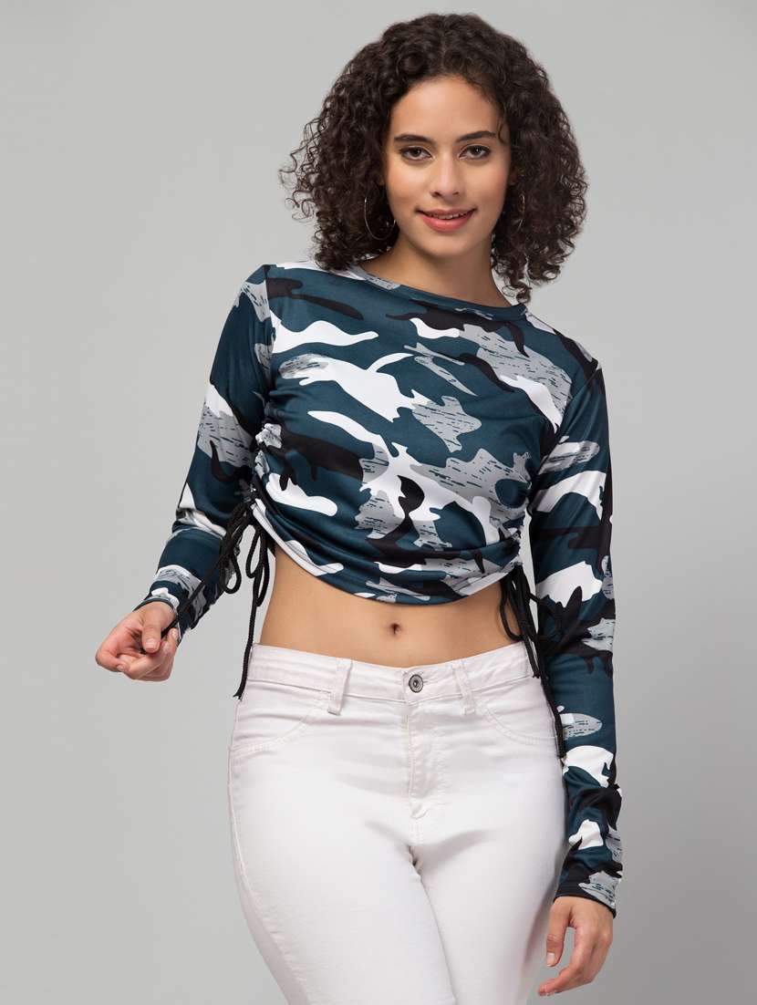 women green printed detailed crop top