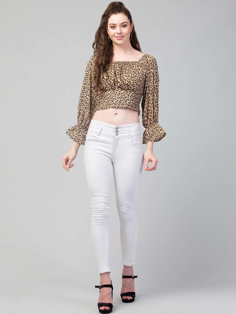 women brown printed crop top - 21074530 -  Standard Image - 3