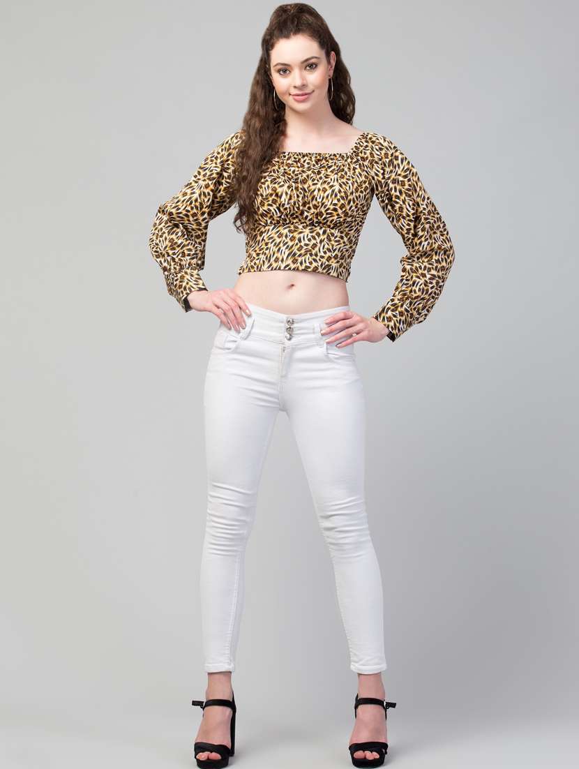 women brown printed crop top - 21074531 -  Standard Image - 3