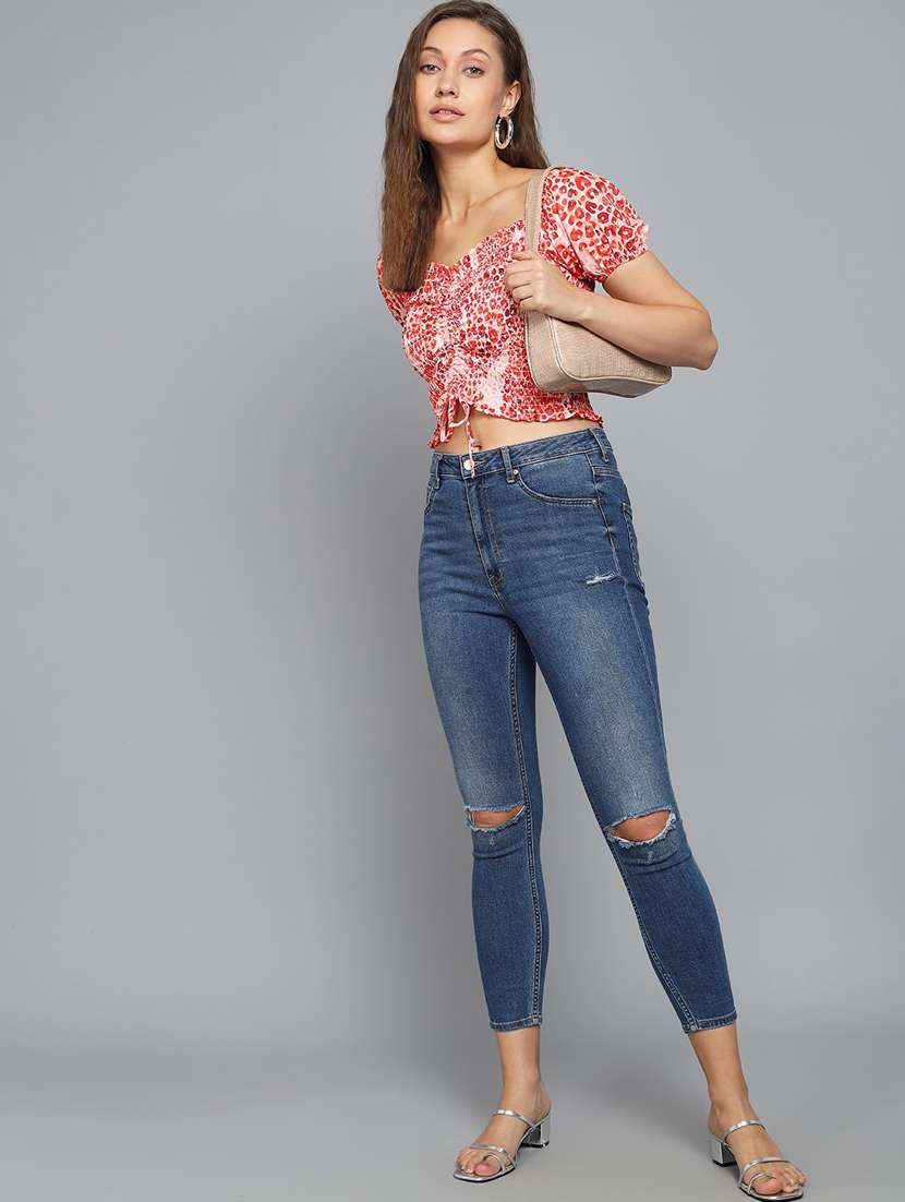 women red printed detailed crop top - 21074536 -  Standard Image - 3