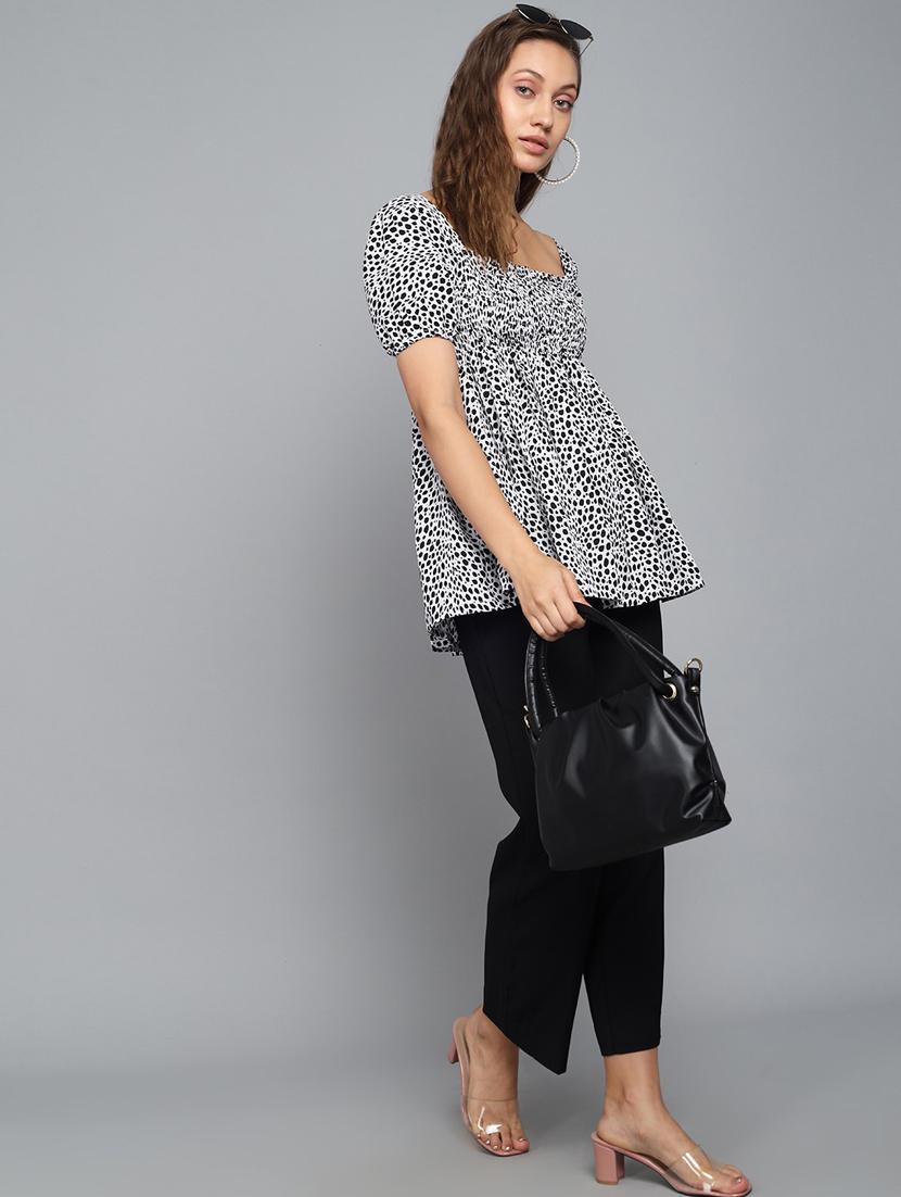 women white printed smocked detailed top - 21074537 - Standard Image - 3