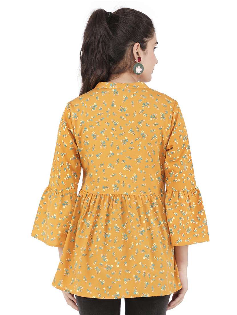 women yellow floral printed peplum top - 21074543 -  Standard Image - 3