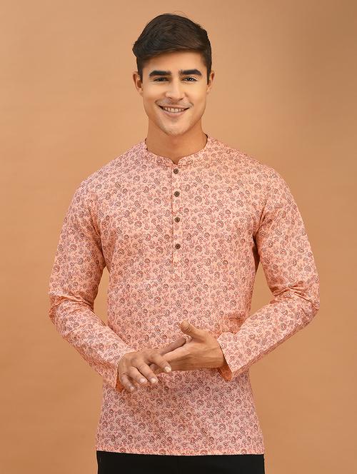 men printed short kurta - 21074775 - Standard Image - 0