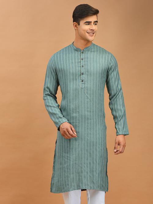men long sleeve self-designed kurta - 21074902 -  Standard Image - 0