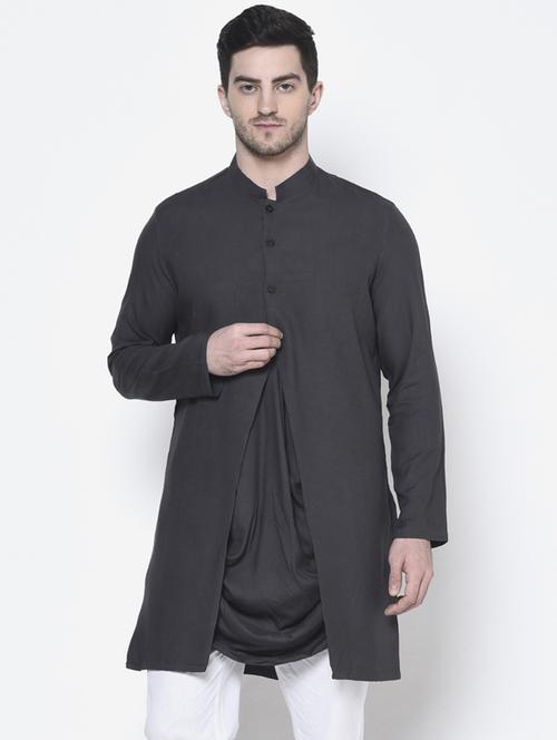 men mandarin neck long sleeves kurta - 21075376 -  Standard Image - 0
