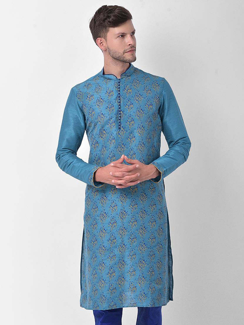men mandarin neck printed long kurta - 21075469 -  Zoom Image - 0