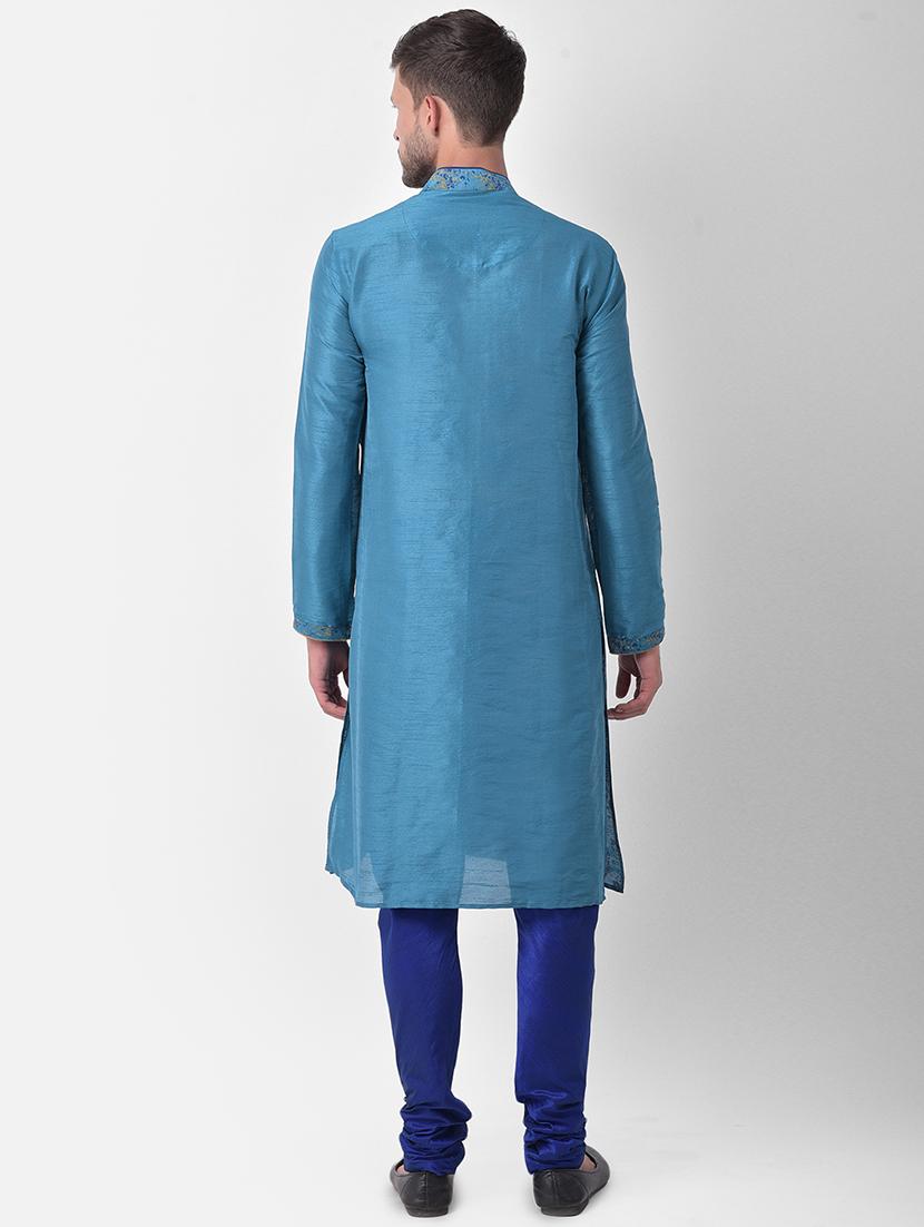 men mandarin neck printed long kurta - 21075469 - Standard Image - 3