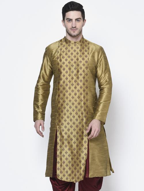 men overlap neck printed long kurta - 21075536 - Standard Image - 0
