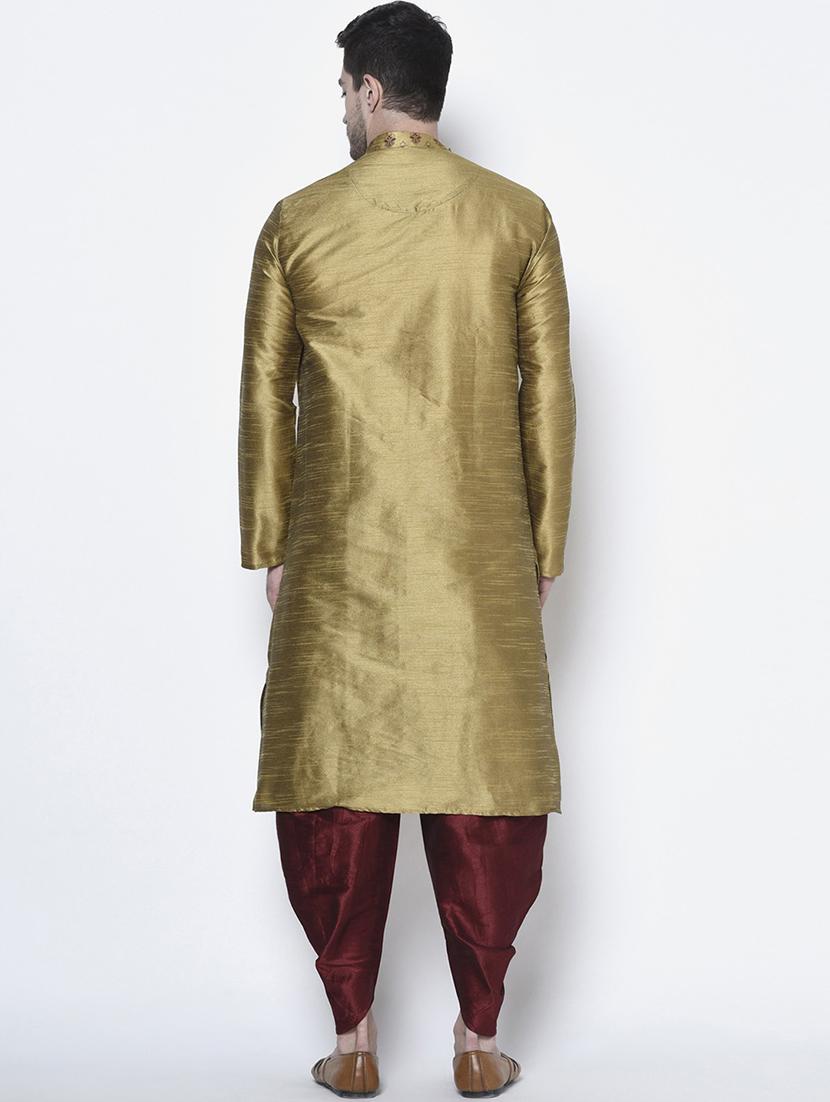 men overlap neck printed long kurta - 21075536 - Standard Image - 3
