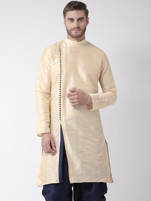 men overlap neck solid long kurta - 21075783 -  Standard Image - 0