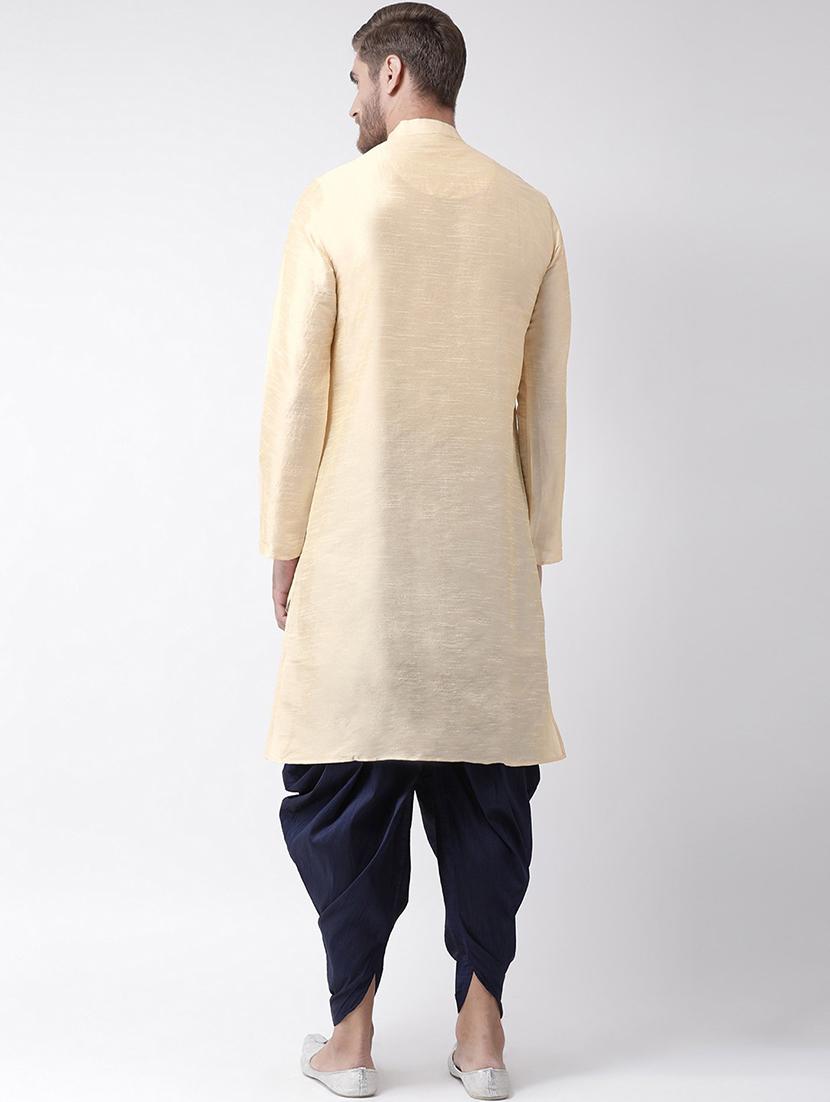 men overlap neck solid long kurta - 21075783 - Standard Image - 3