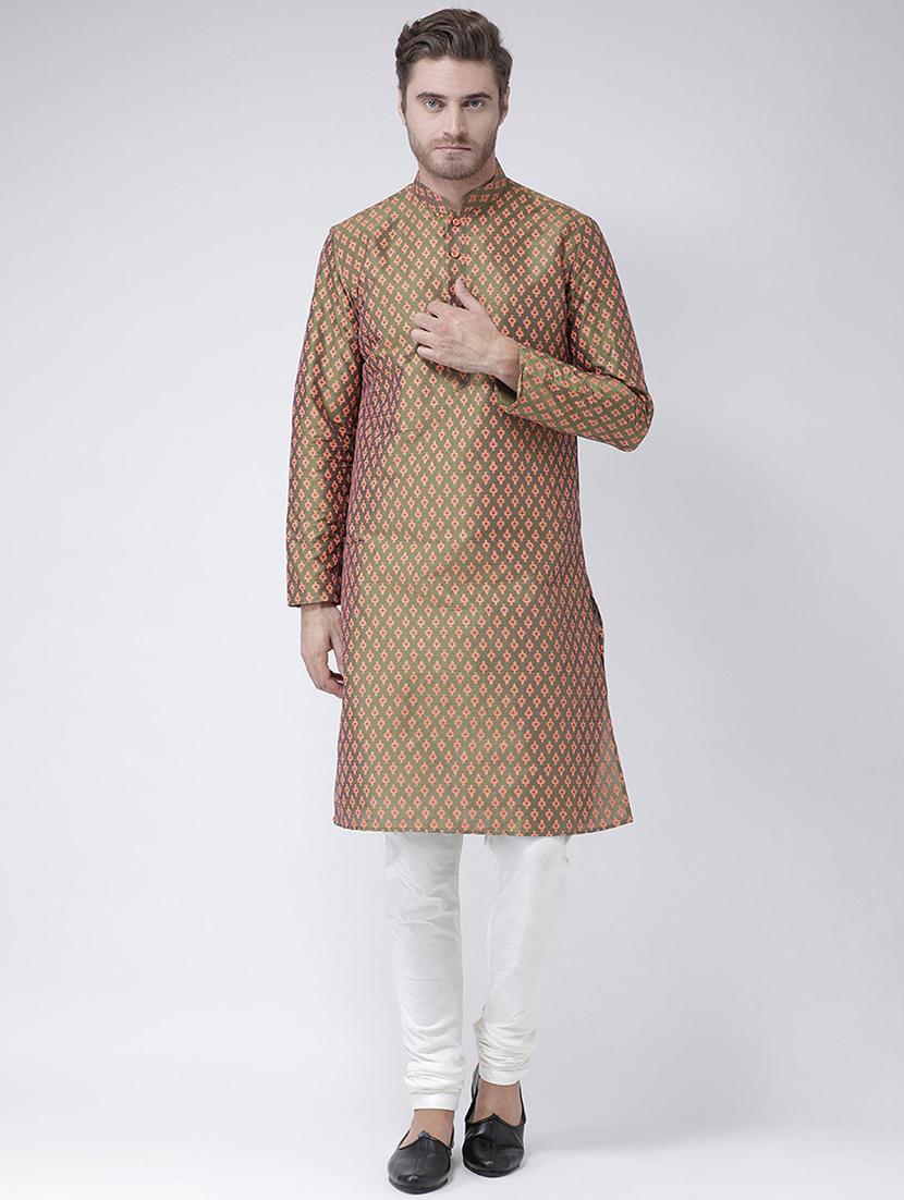 men green printed detailed kurta - 21075829 - Zoom Image - 0