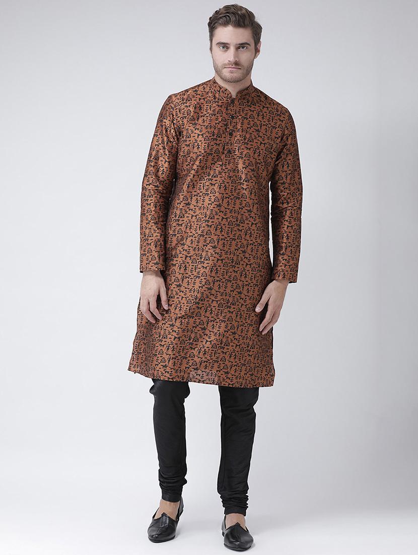 men brown printed detailed kurta - 21075841 - Zoom Image - 0