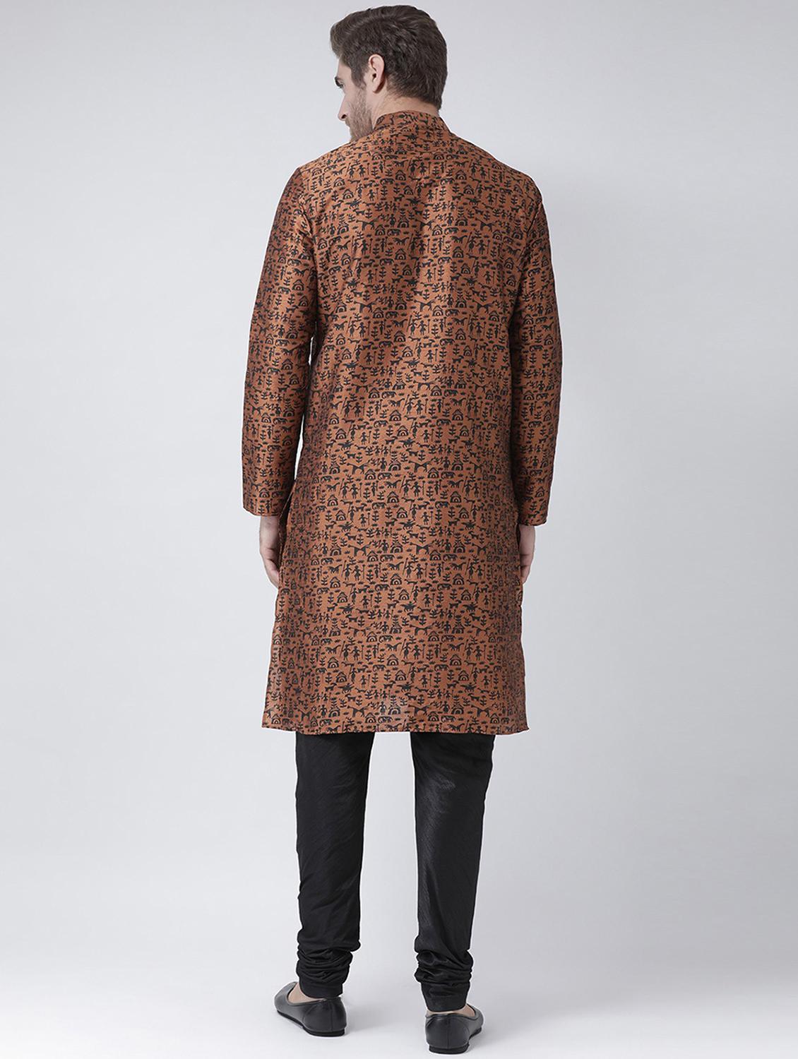 men brown printed detailed kurta - 21075841 - Standard Image - 3