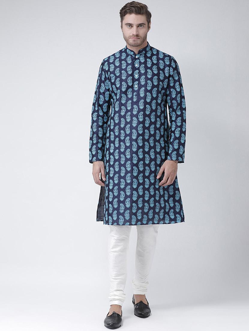men mandarin neck printed long kurta - 21075874 - Zoom Image - 0