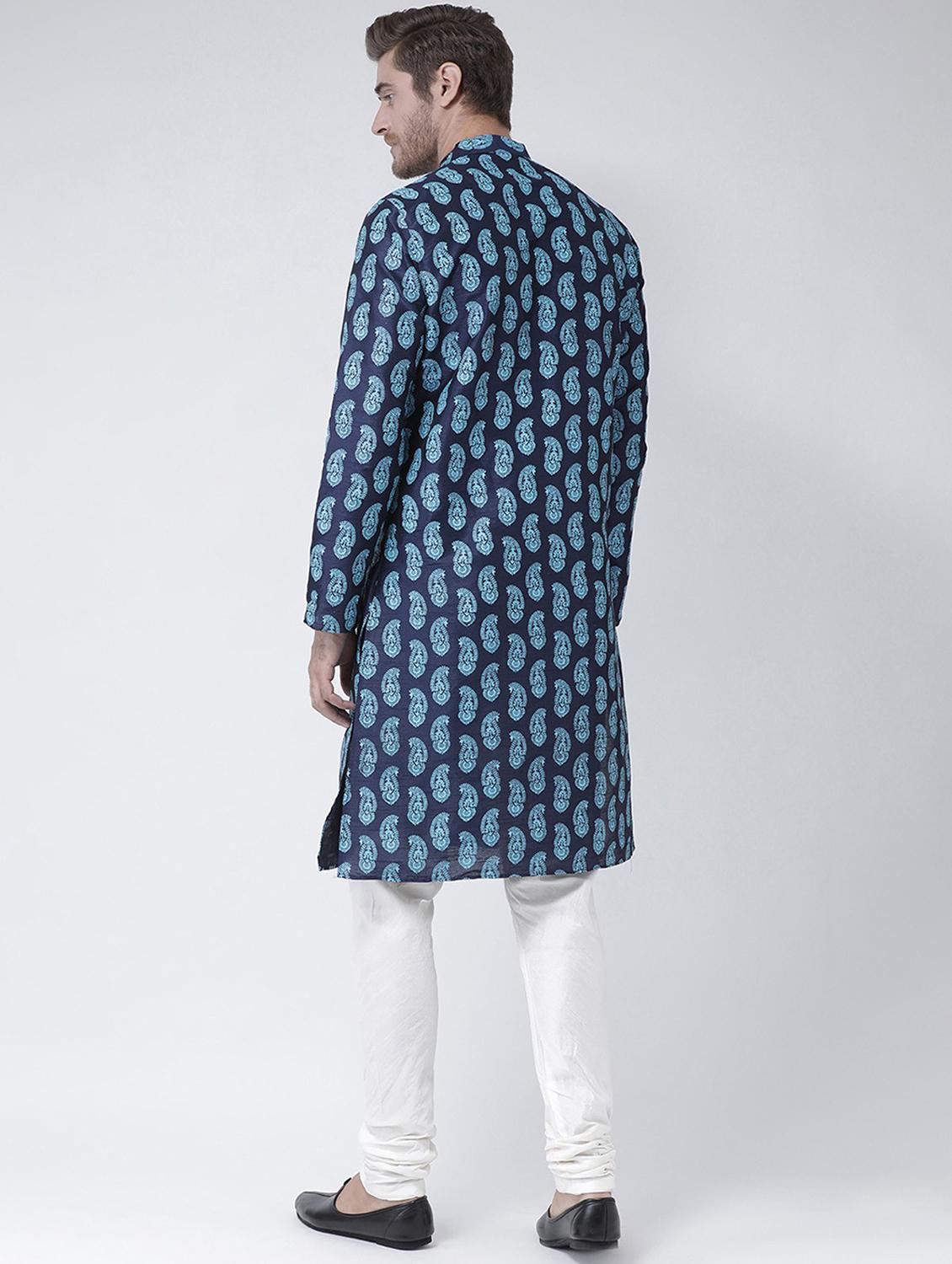 men mandarin neck printed long kurta - 21075874 - Standard Image - 3