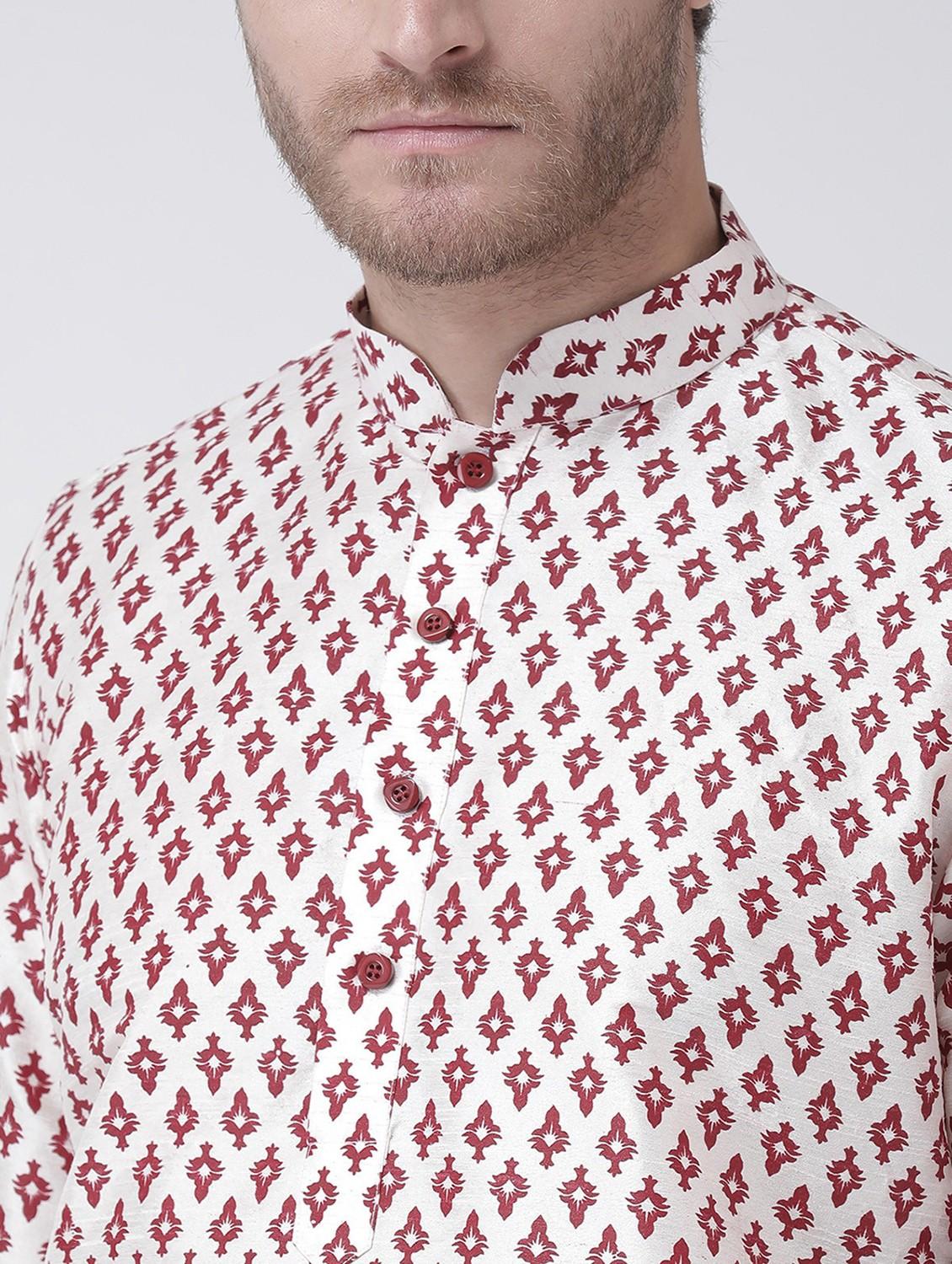 men mandarin neck printed long kurta - 21075880 - Standard Image - 3