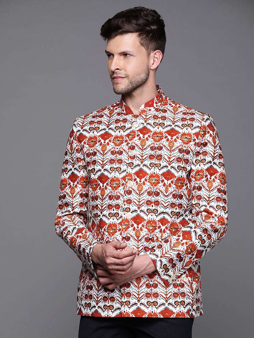men printed bandhgala blazer - 21076596 - Zoom Image - 0