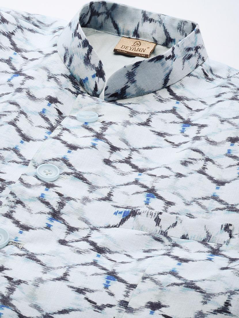 men printed bandhgala blazer - 21076609 - Standard Image - 3