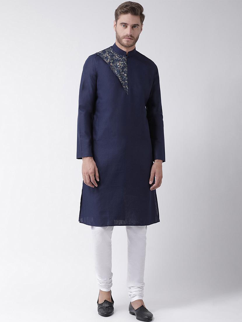 men placement print kurta botton ethnic wear set - 21078354 -  Zoom Image - 0