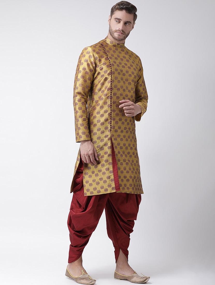 men self design kurta botton ethnic wear set - 21078410 - Standard Image - 3
