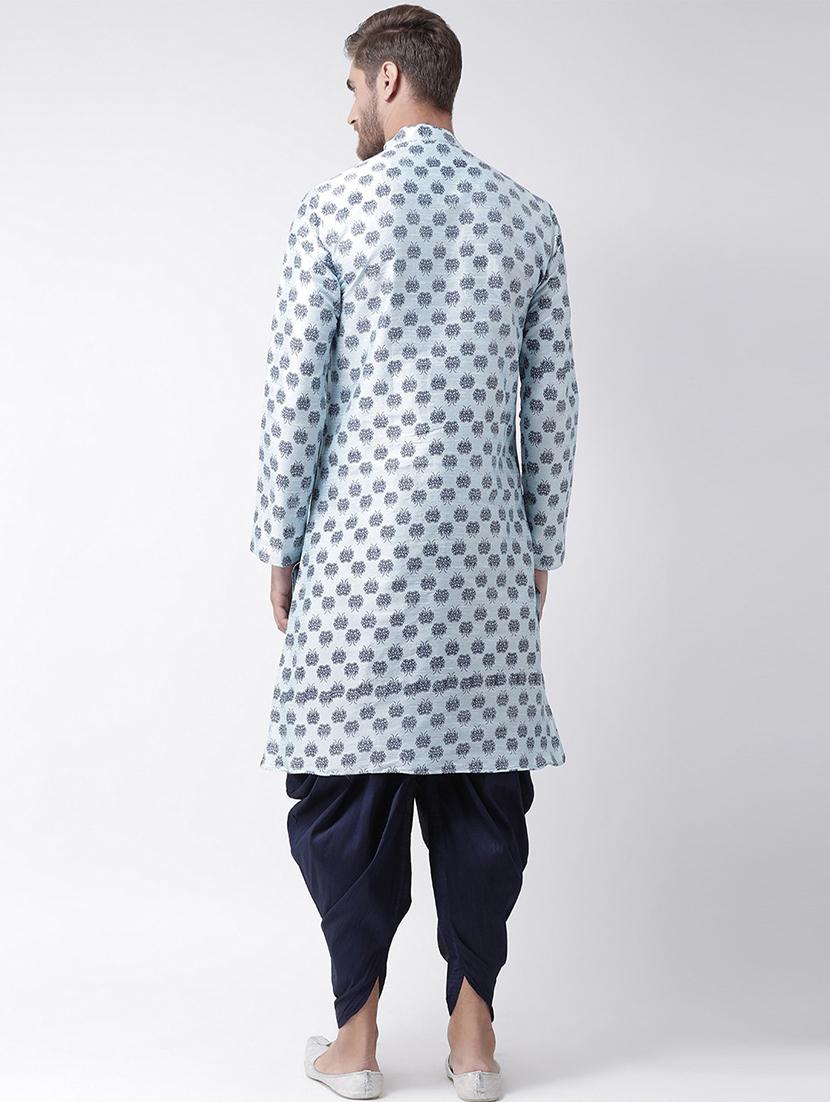 men printed dhoti kurta ethnic wear set - 21078431 - Standard Image - 3