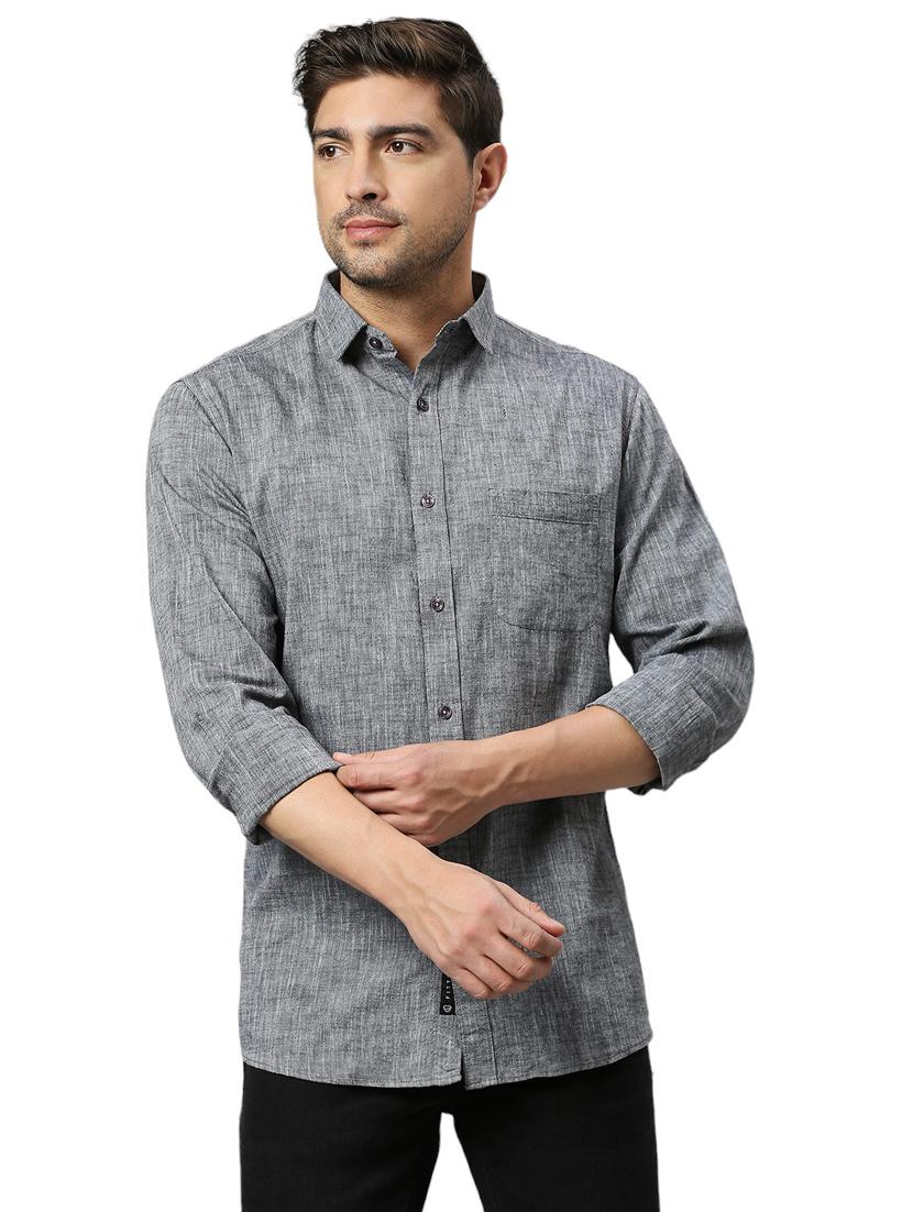 grey cotton casual shirt - 21078670 - Zoom Image - 0