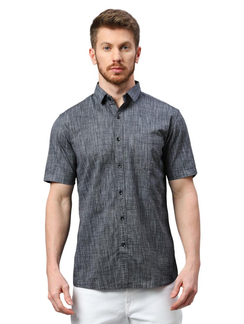 grey self design casual shirt - 21078690 - Zoom Image - 0