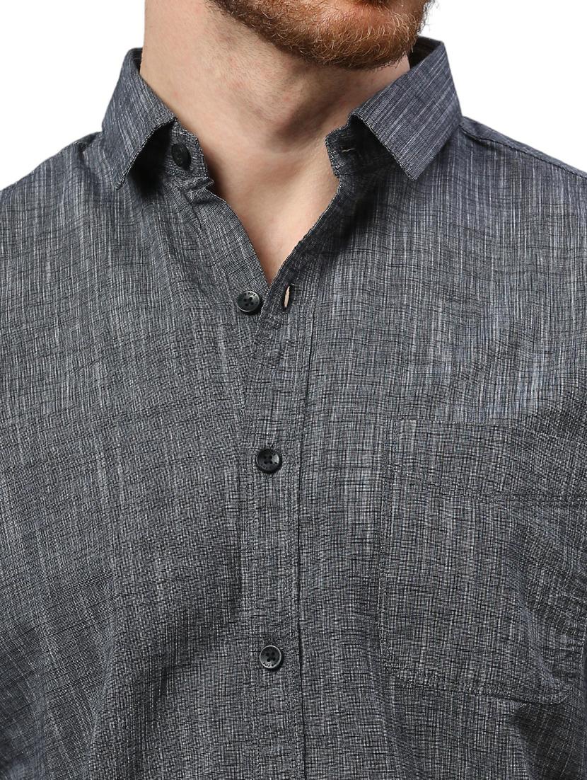 grey self design casual shirt - 21078690 - Standard Image - 5