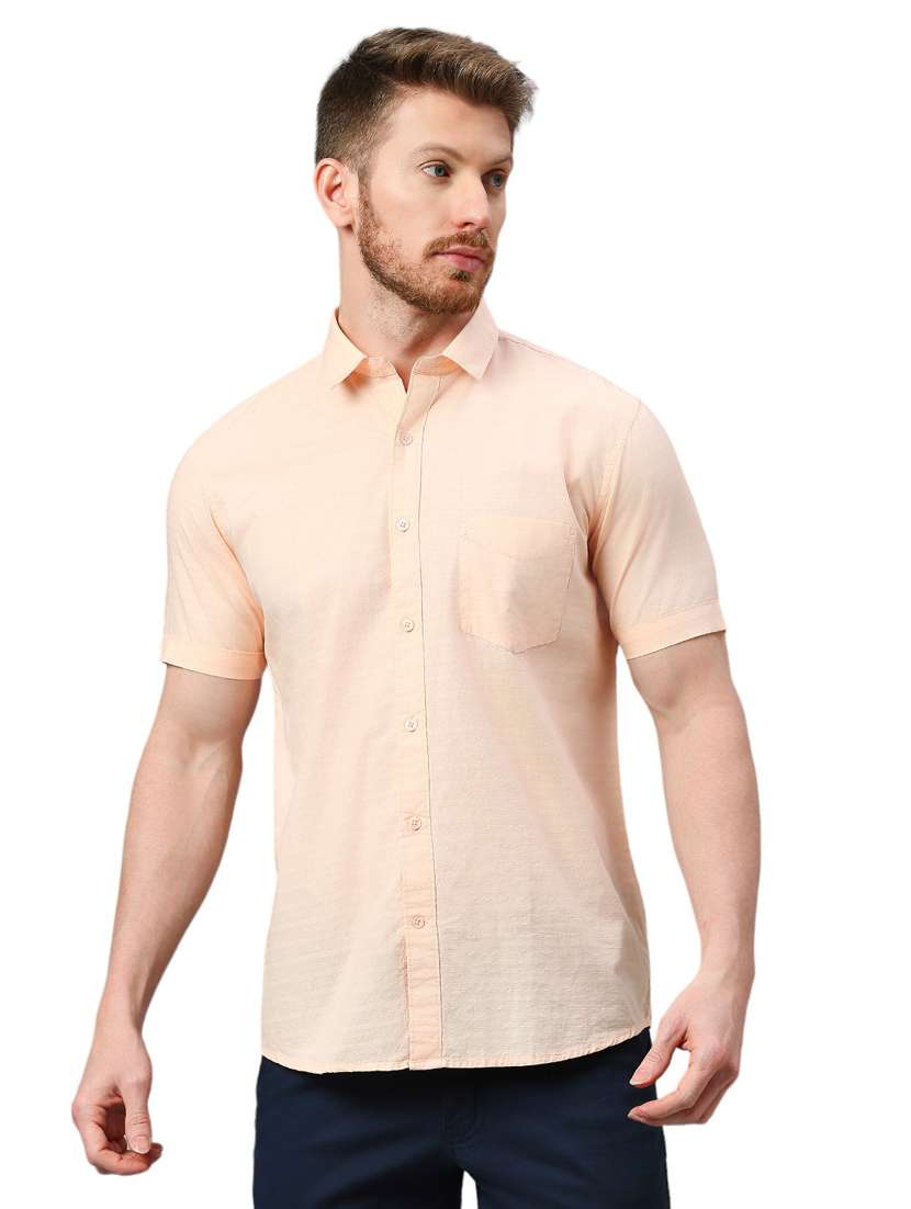 peach cotton casual shirt - 21078742 -  Zoom Image - 0