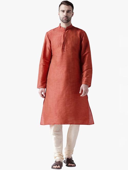 men solid long sleeve kurta pyjama set - 21078868 - Standard Image - 0