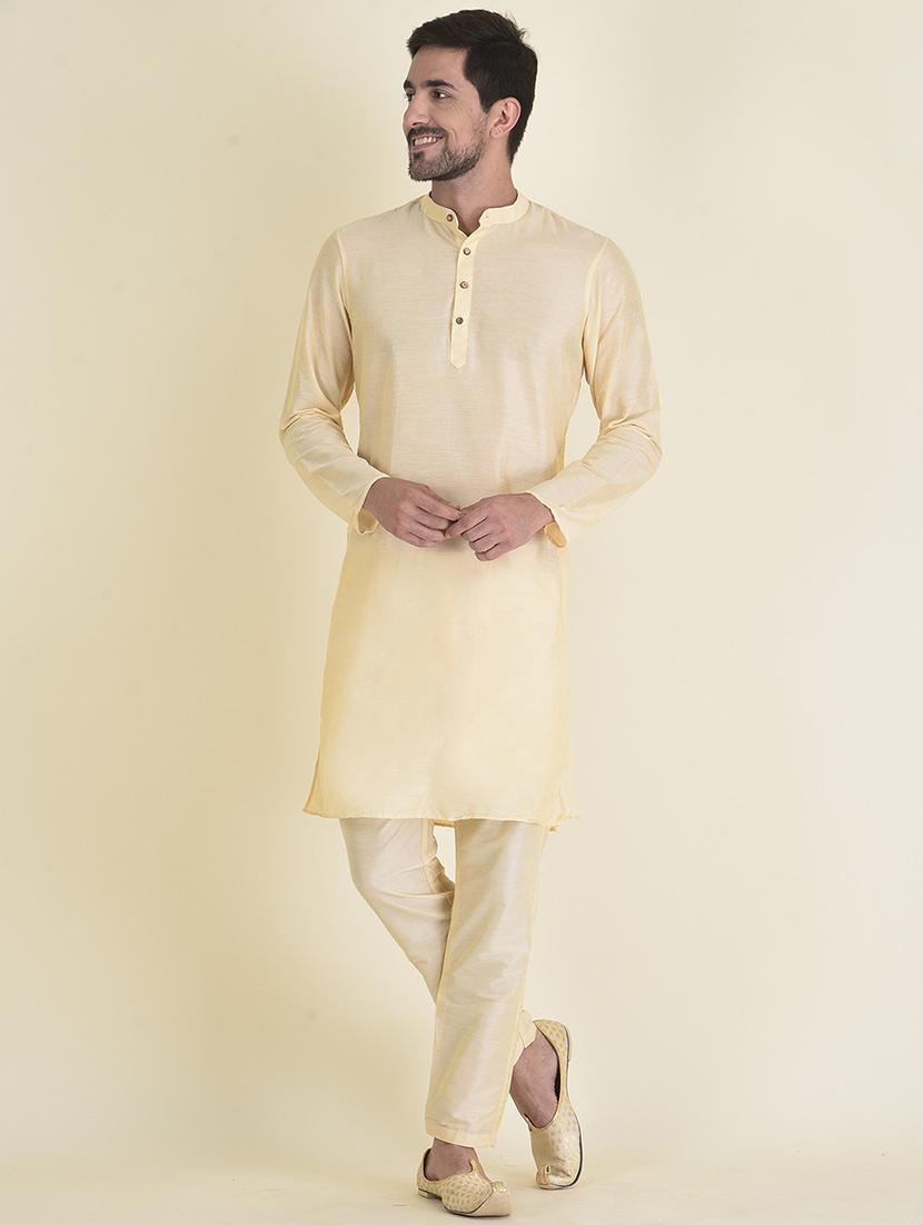 men solid kurta botton ethnic wear set - 21078881 -  Zoom Image - 0