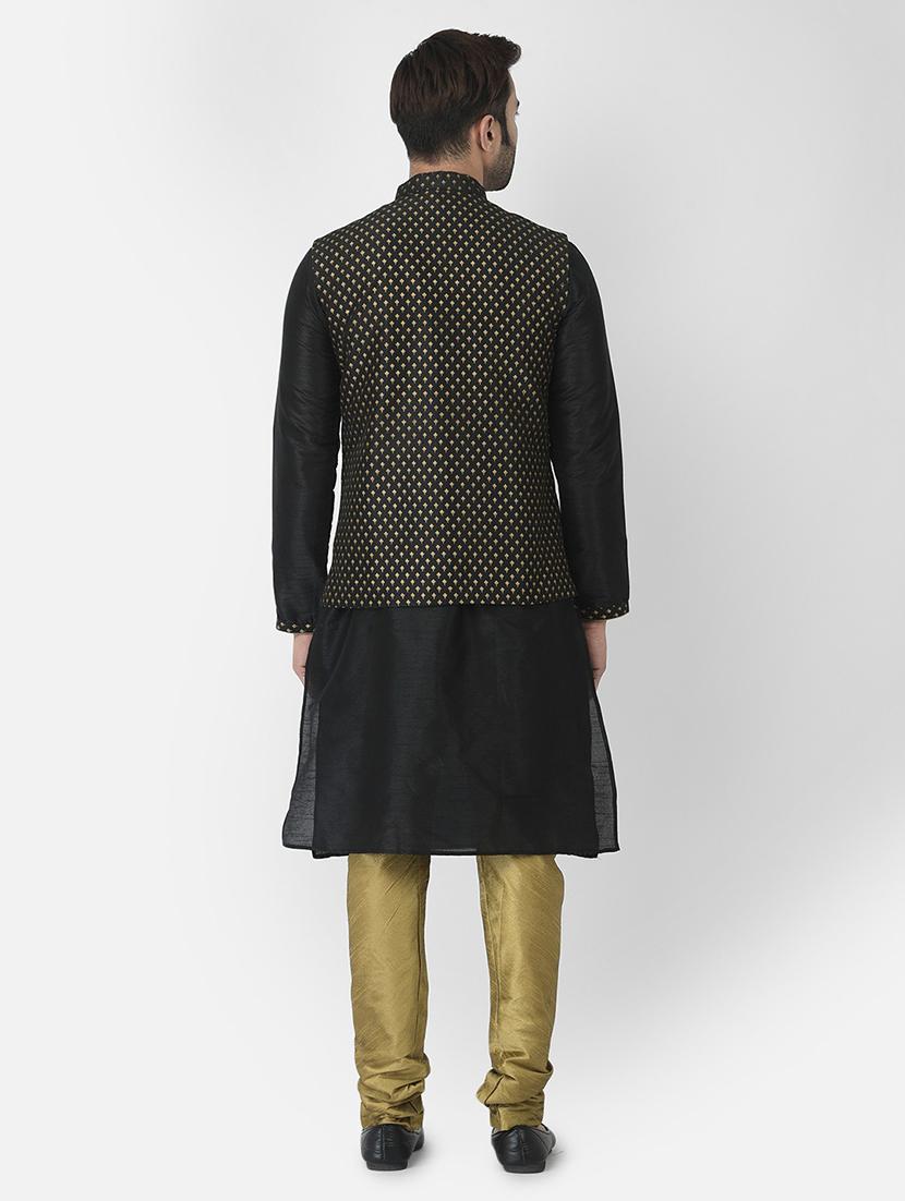 men long sleeve kurta pyjama set with nehru jcaket - 21079071 - Standard Image - 3