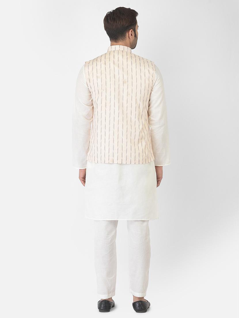 men mandarin neck kurta pyjama set with jacket - 21079091 - Standard Image - 3