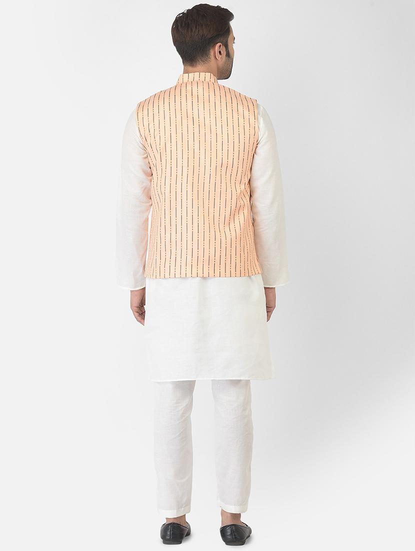 men cotton kurta pyjama with nehru jacket - 21079097 - Standard Image - 3