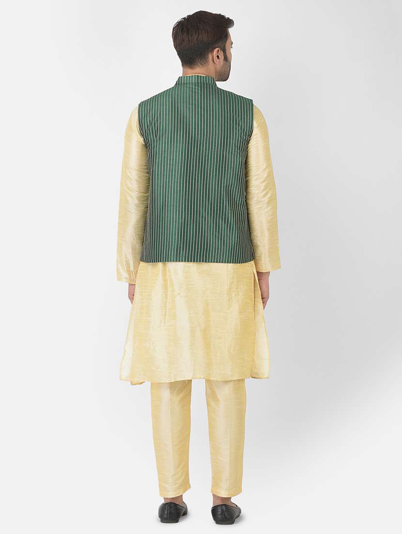 men cotton kurta pyjama with nehru jacket - 21079108 - Standard Image - 3