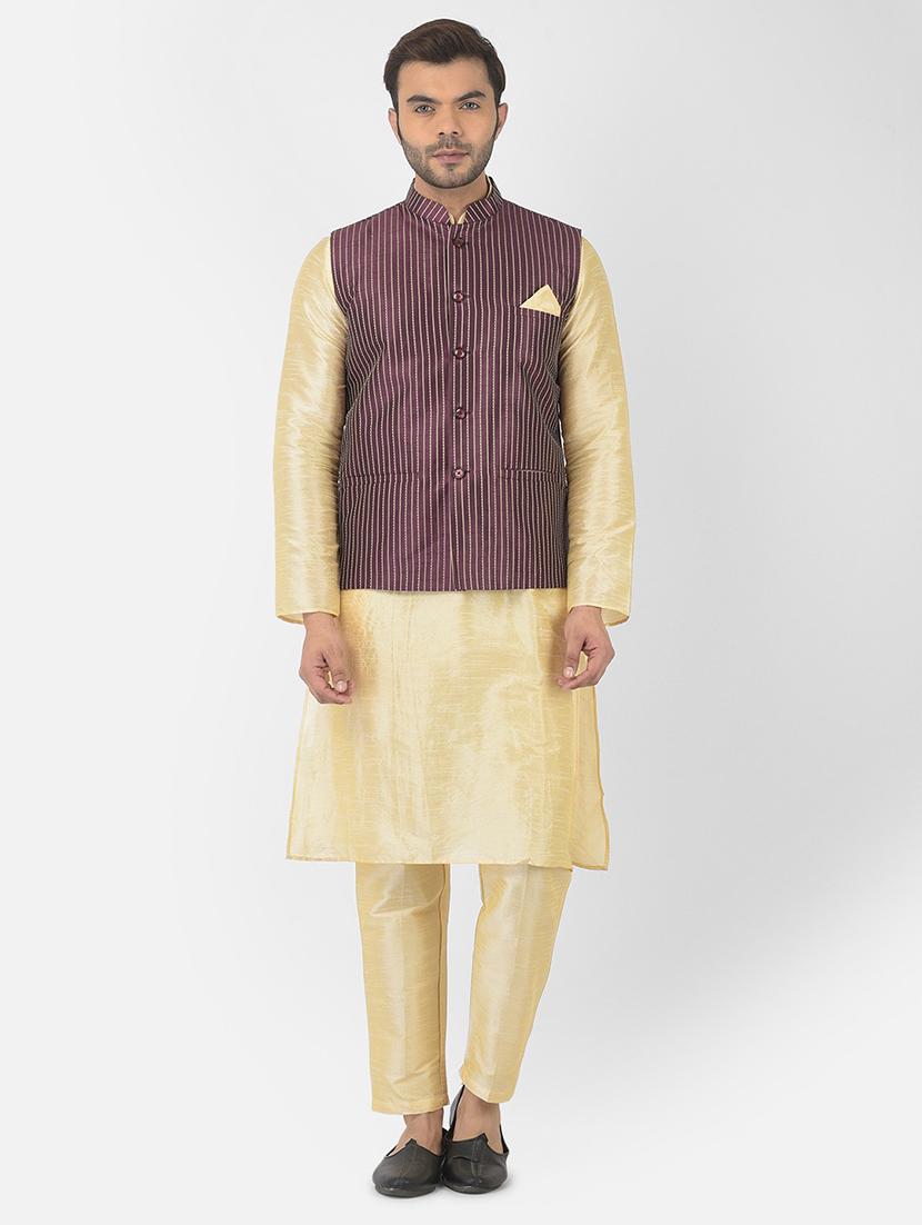 men mandarin neck kurta bottom with nehru jacket - 21079113 - Zoom Image - 0