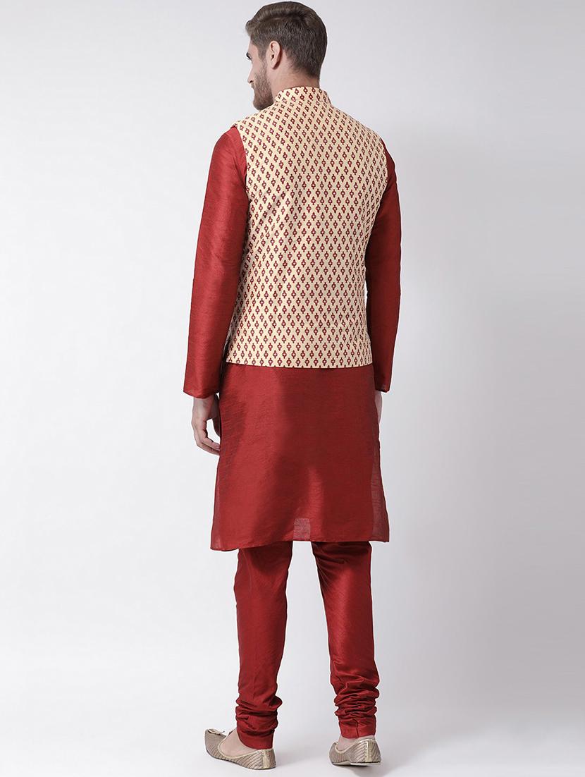 men mandarin neck kurta bottom with nehru jacket - 21079525 - Standard Image - 3