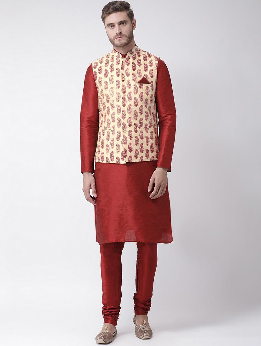 men mandarin neck kurta bottom with nehru jacket - 21079536 - Zoom Image - 0