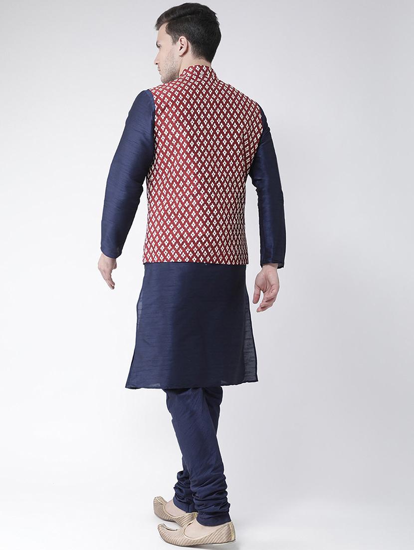 men mandarin neck kurta churidar with jacket - 21079544 - Standard Image - 3