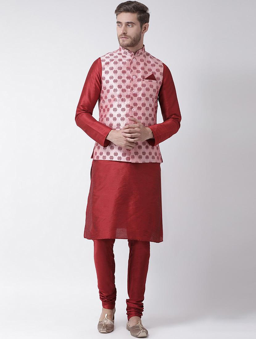 men mandarin neck kurta churidar with jacket - 21079562 - Zoom Image - 0
